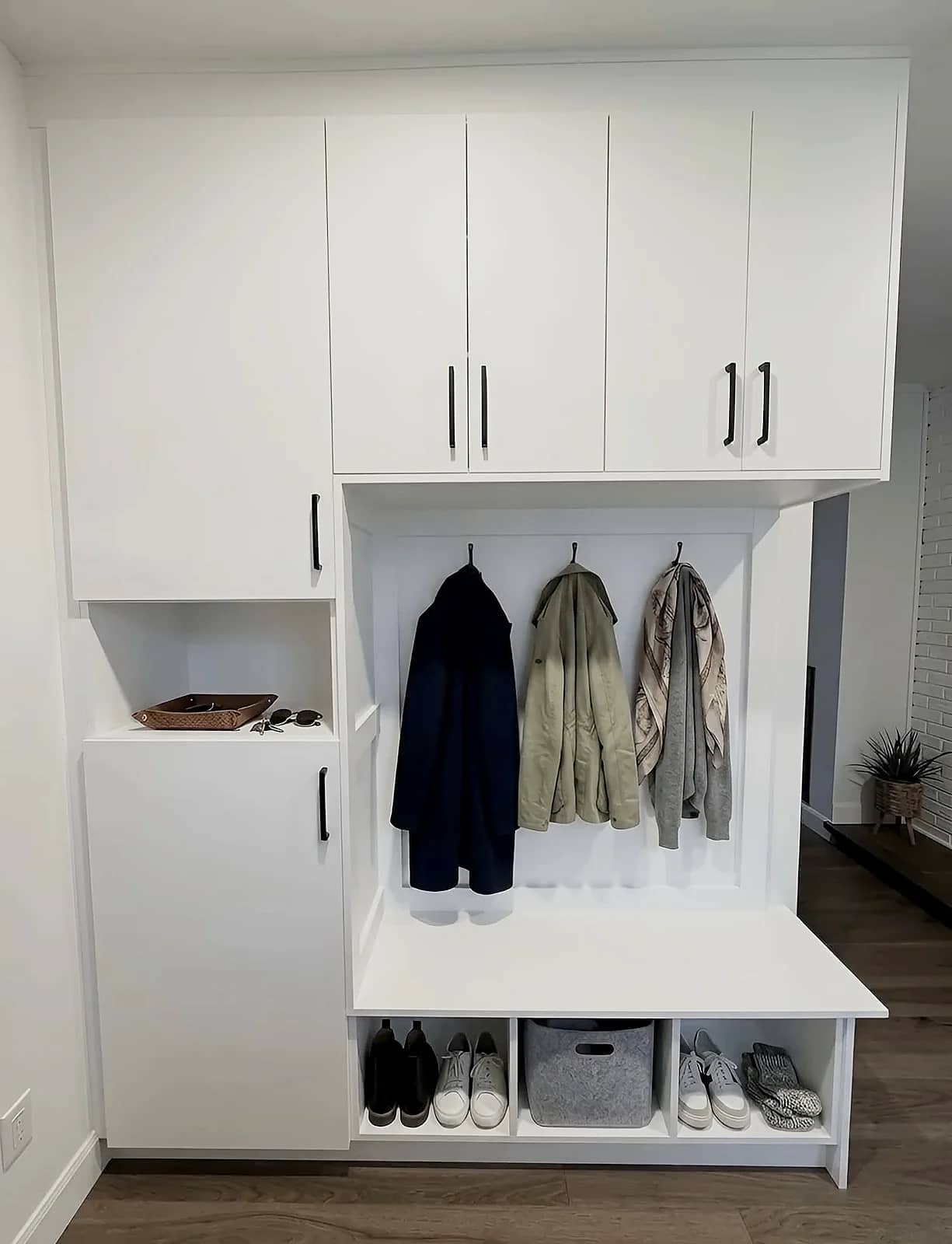 Mudroom built and installed by Closet Form, Toronto
