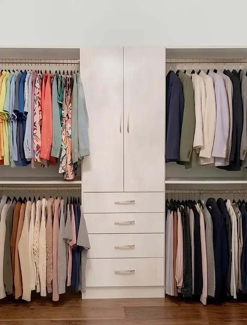 Custom walk-in closet wall built by Closet Form, Toronto